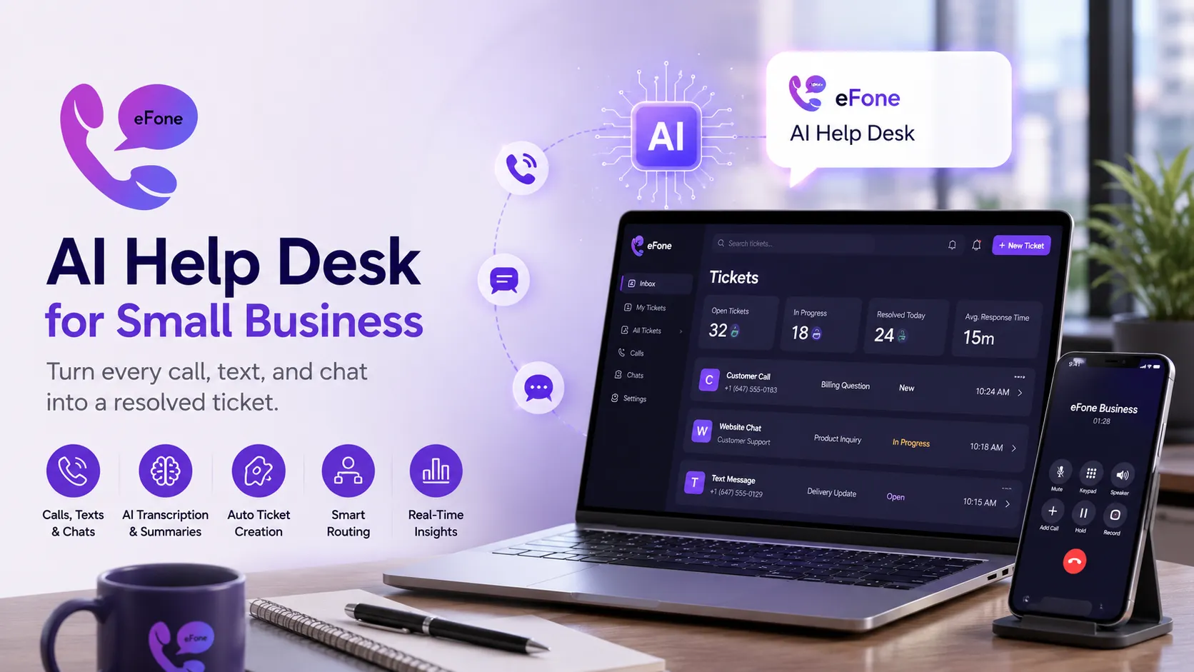 AI help desk for small business turning business phone calls into resolved support tickets