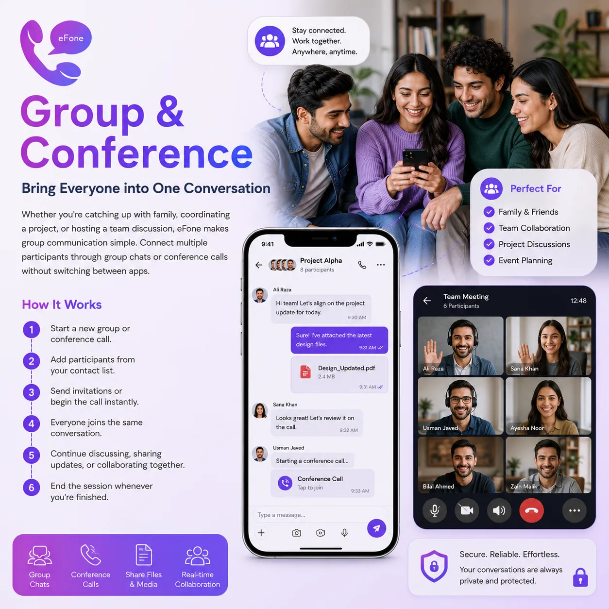 eFone group and conference calling